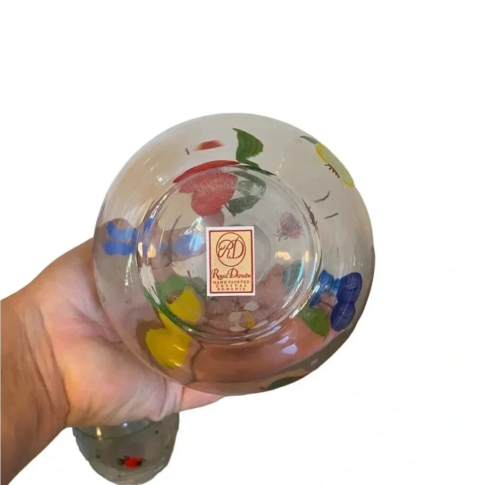 Royal Danube hand painted crystal tumble up bedside water carafe set
